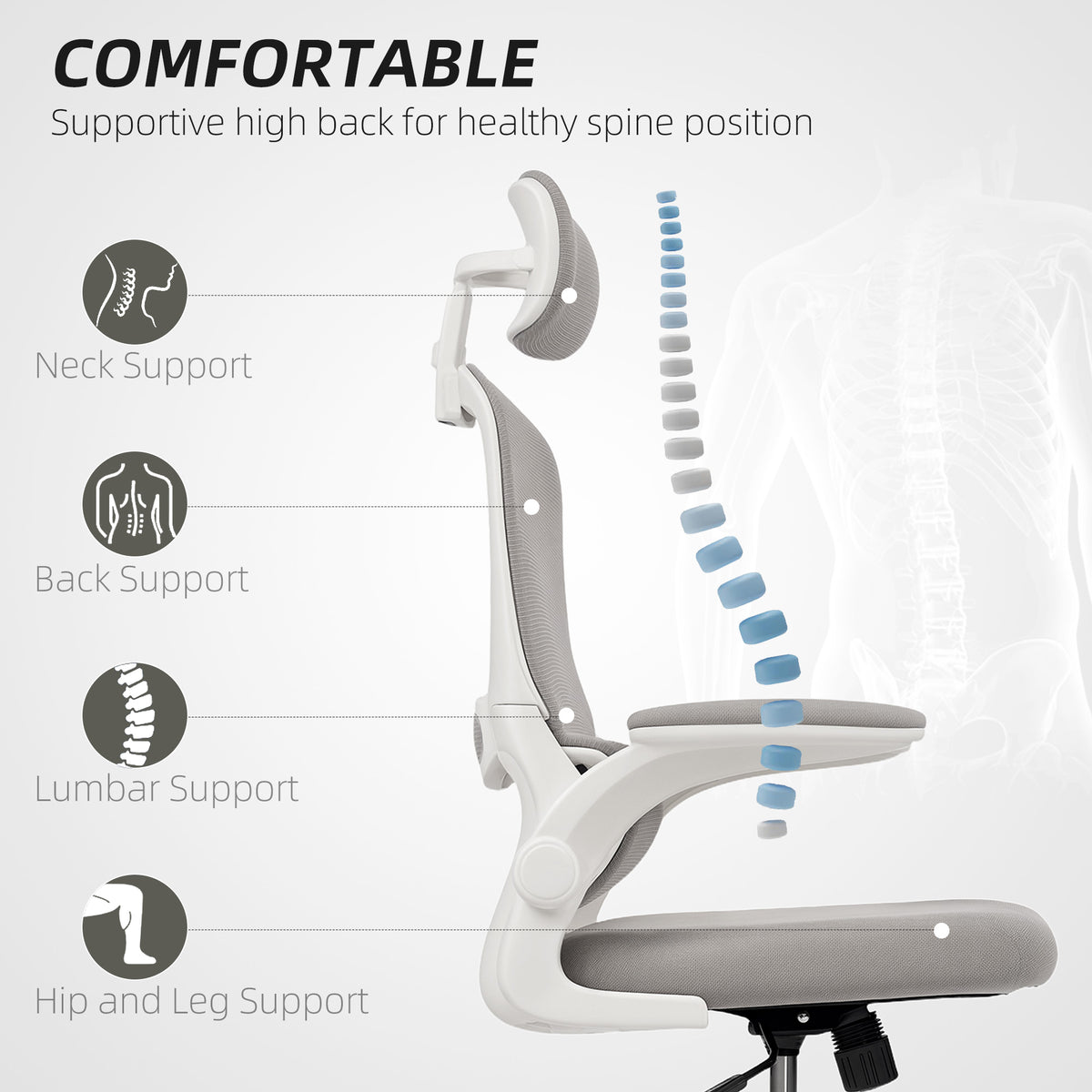 Ergonomic office chair high back rotatable headrest