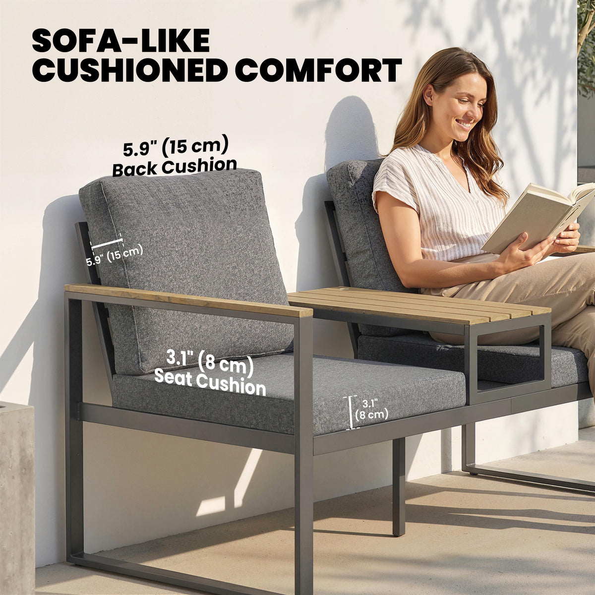Banco de jardín con mesa integrada 136 cm
