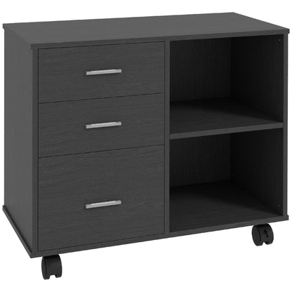 Mobile filing cabinet 3 drawers with open shelves