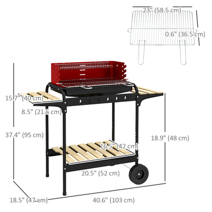 Portable charcoal barbecue grill with adjustable height