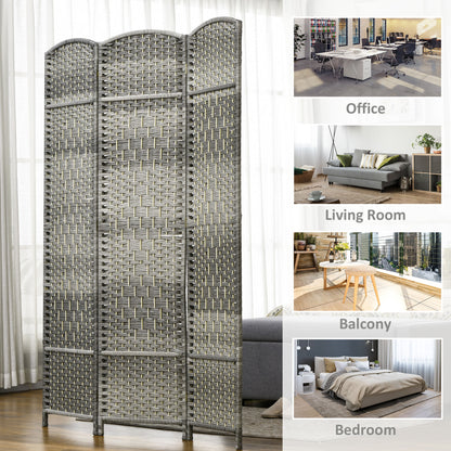 3-Panel Folding Room Divider Pine Wood Frame
