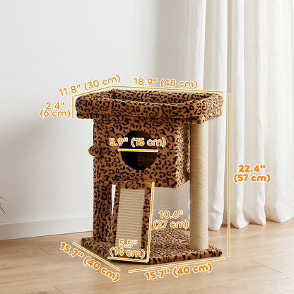 Rascador compacto para gatos con percha y caseta
