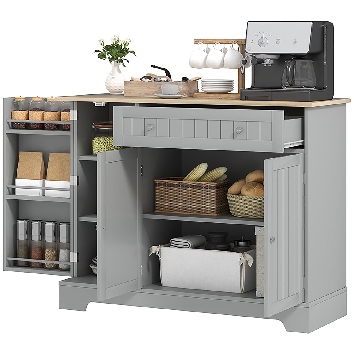Modern Kitchen Sideboard Cabinet with Drawer and Adjustable Shelf