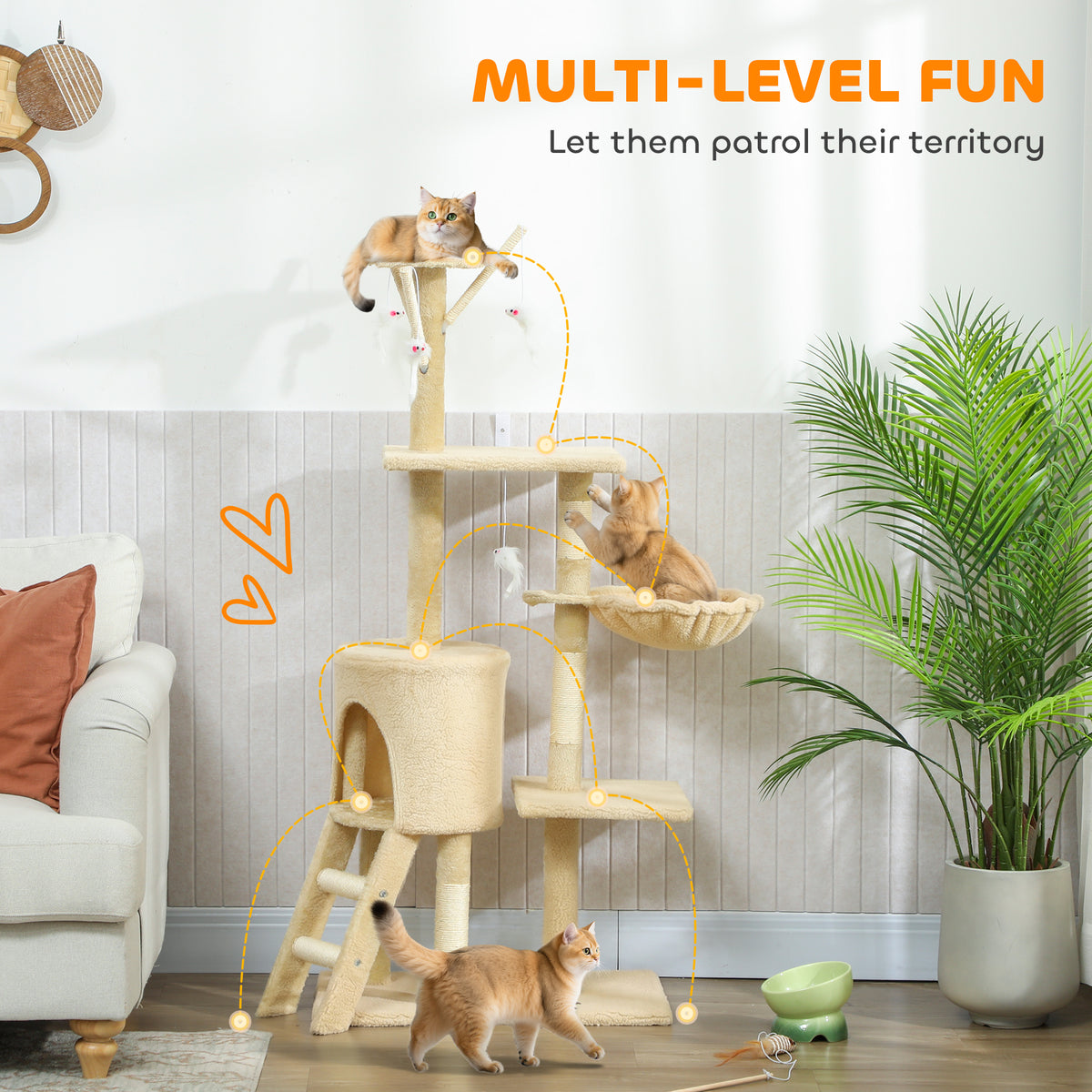 Multi-Level Cat Tree Tower with Scratching Posts