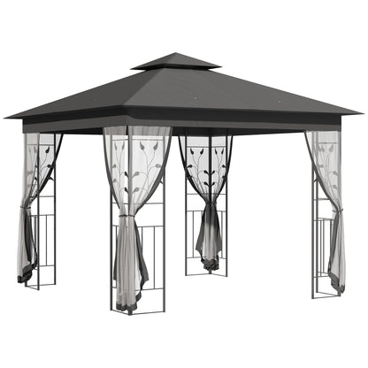 Steel Patio Gazebo Double-Tier Canopy 10x10 ft