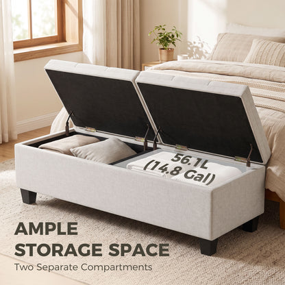 Tufted Storage Bench with Dual Lids