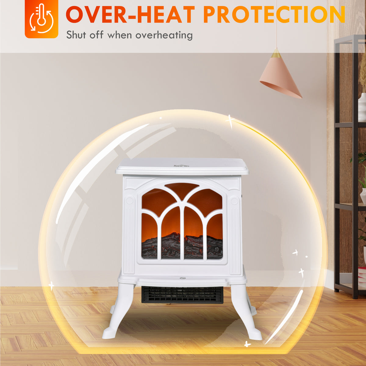 Electric Fireplace Heater with Realistic Flame 750W/1500W