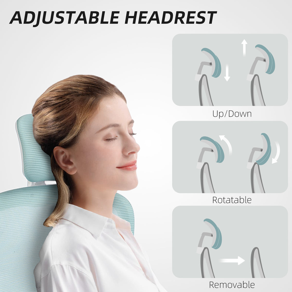 Ergonomic office chair high back rotatable headrest