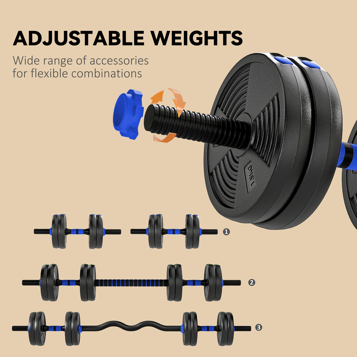 Juego de mancuernas ajustables 3 en 1 — 15 kg
