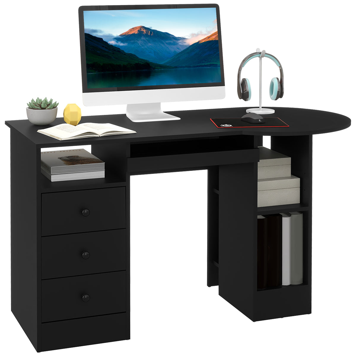 Modern computer desk with storage and drawers