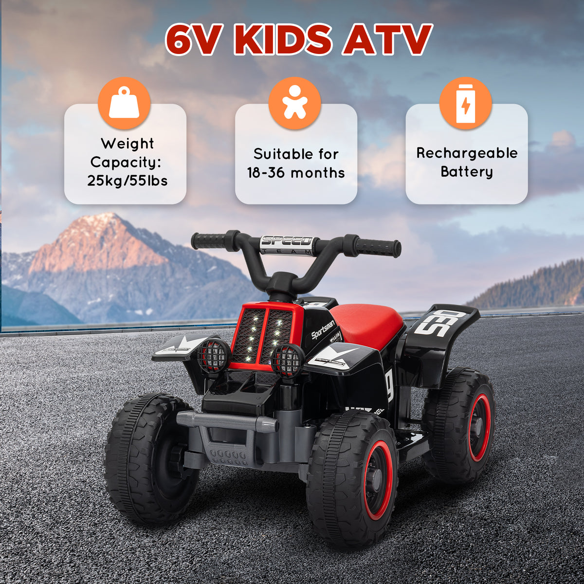 6V Electric Kids ATV Quad with LED Headlights