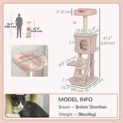 Árbol para gatos de varios niveles con caseta y rascadores de sisal