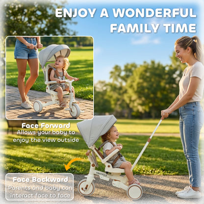 9-in-1 Convertible Tricycle with Safety Harness