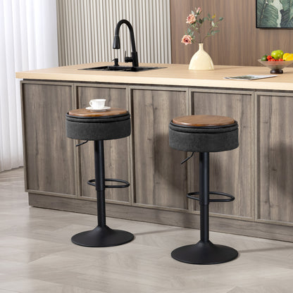 Set of 2 Bar Stools with Storage Swivel