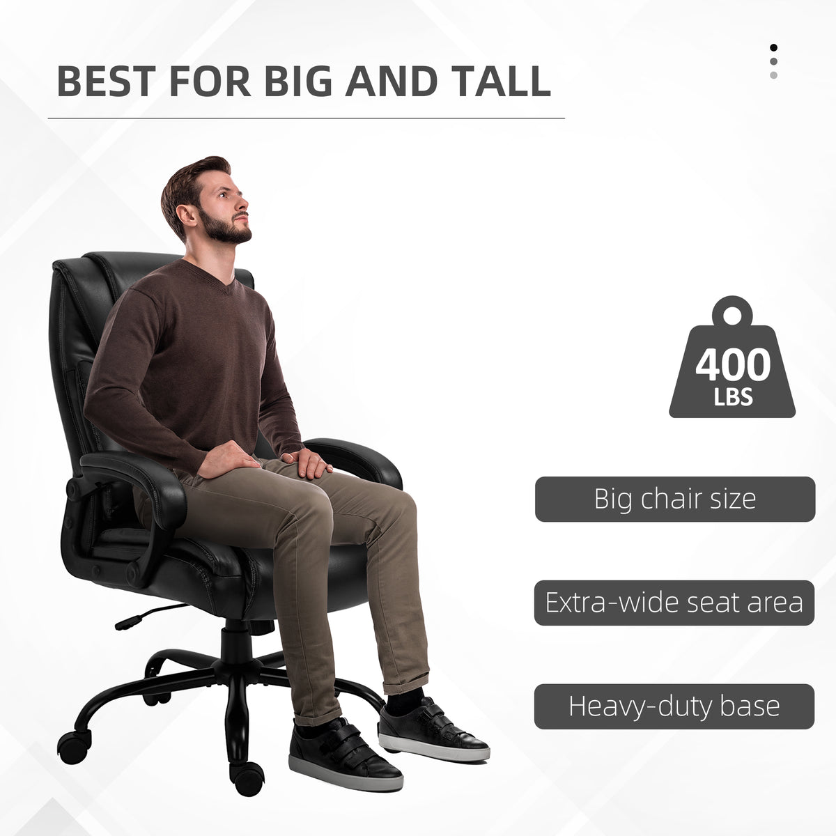 Silla de oficina ergonómica alta de cuero sintético 181 kg