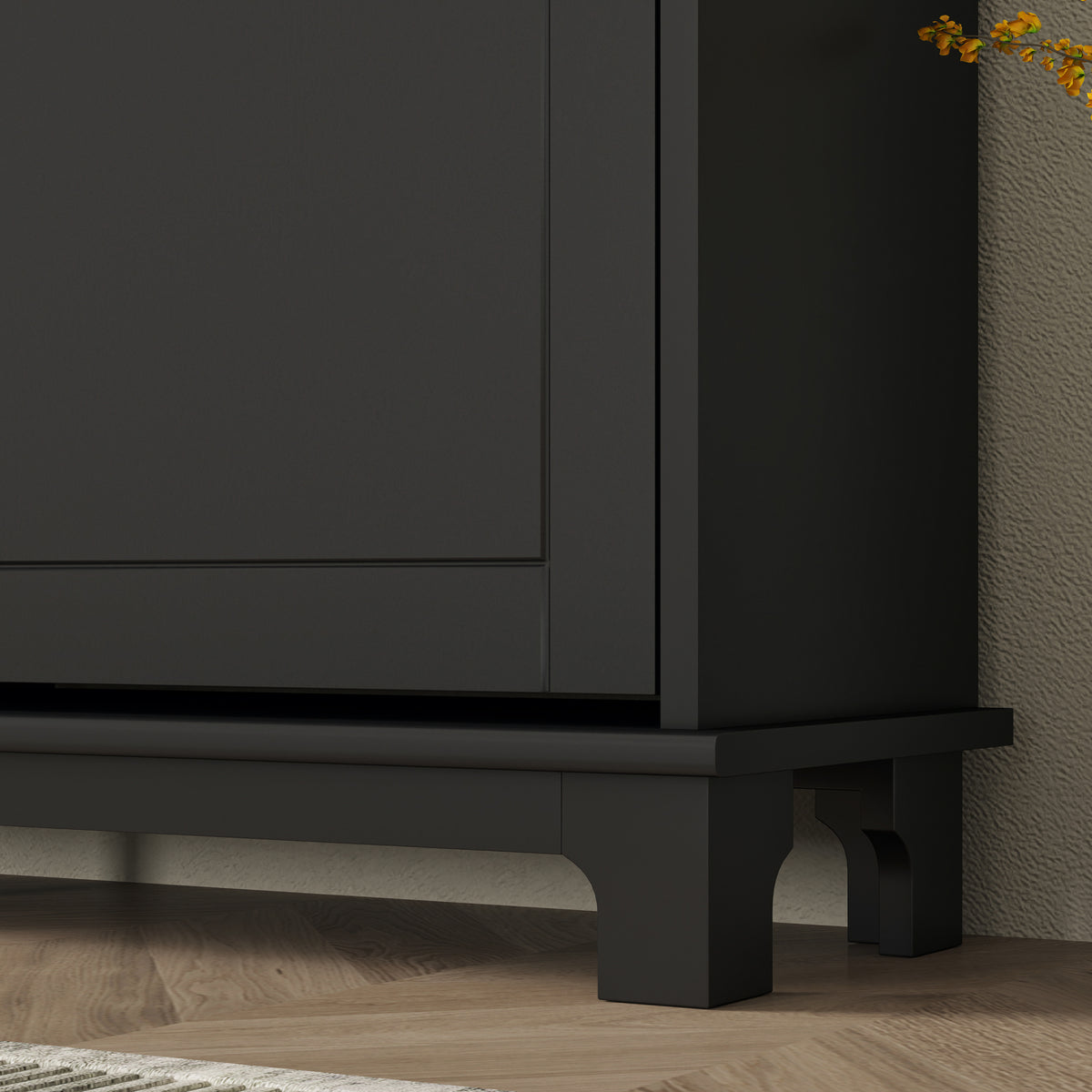 Narrow shoe storage cabinet with four flip drawers