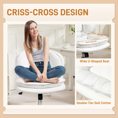 Swivel wide office chair without arms leathaire