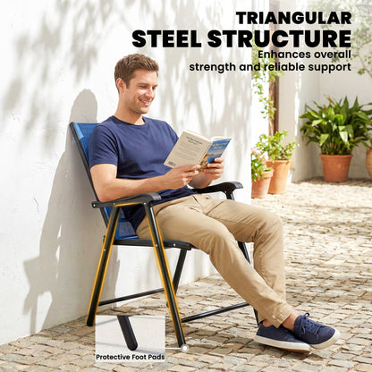 Folding Mesh Patio Chairs — Set of 4
