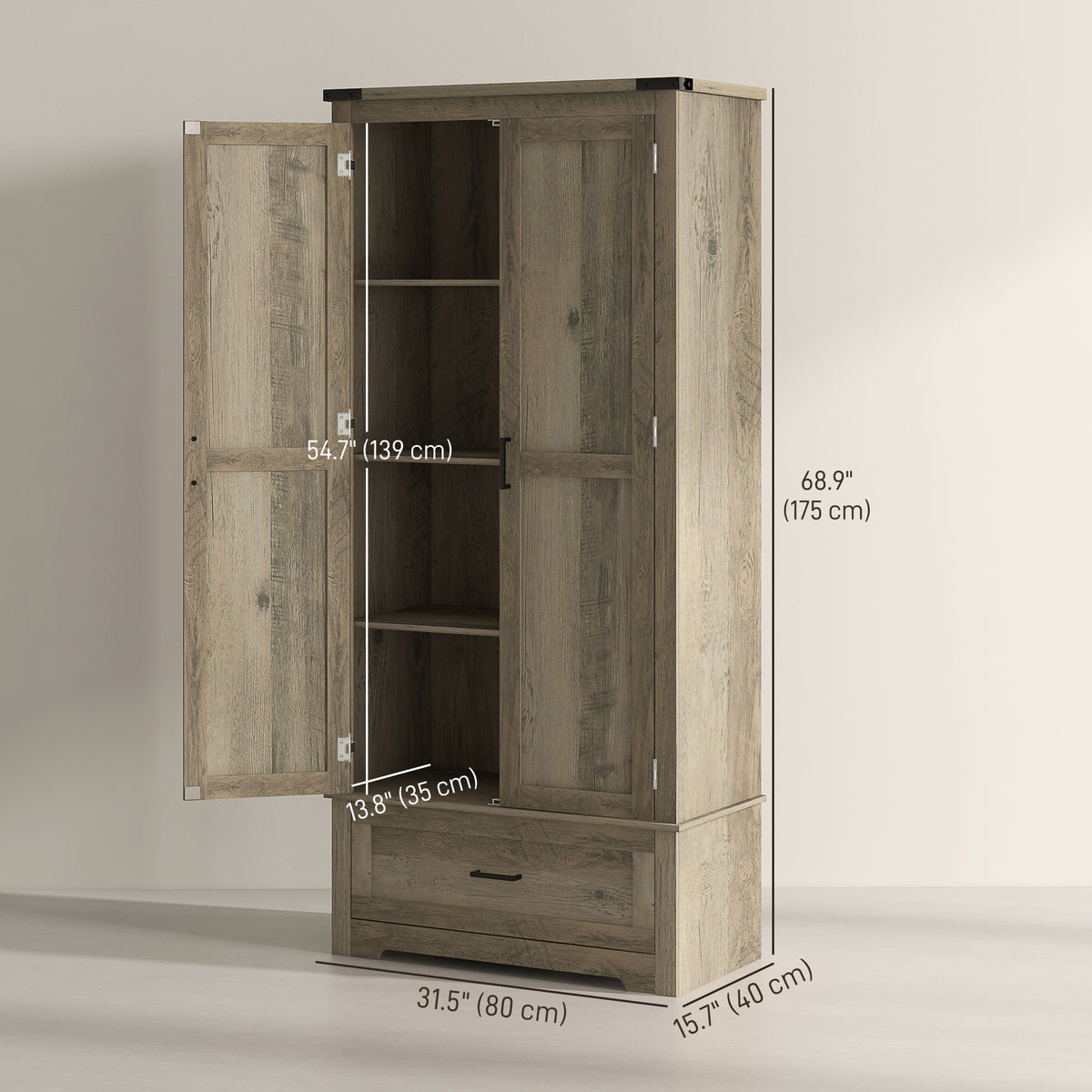 Farmhouse Kitchen Pantry Cabinet 69 in Tall