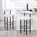Bar stools sherpa upholstered with backrest set of 2