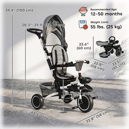 Triciclo evolutivo 6 en 1 convertible en silla de paseo y bicicleta infantil