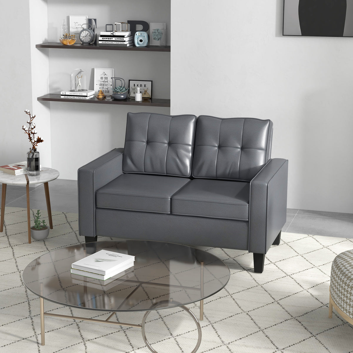 2-Seater Loveseat Faux Leather 51 inches