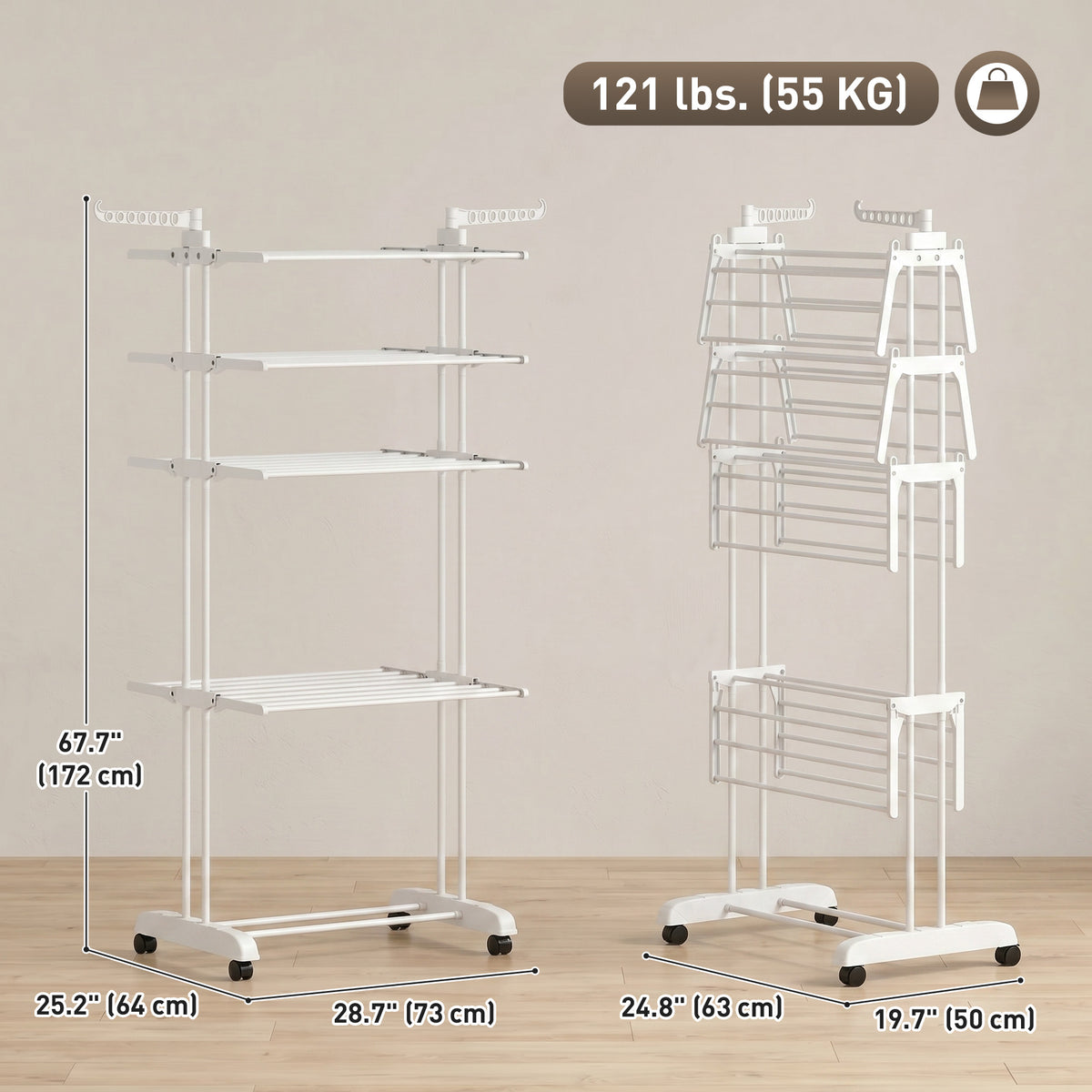 Tendedero plegable de 5 niveles con ruedas