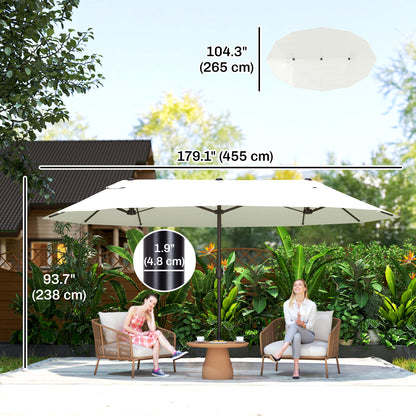 Double Canopy Patio Umbrella with Crank — 457 cm
