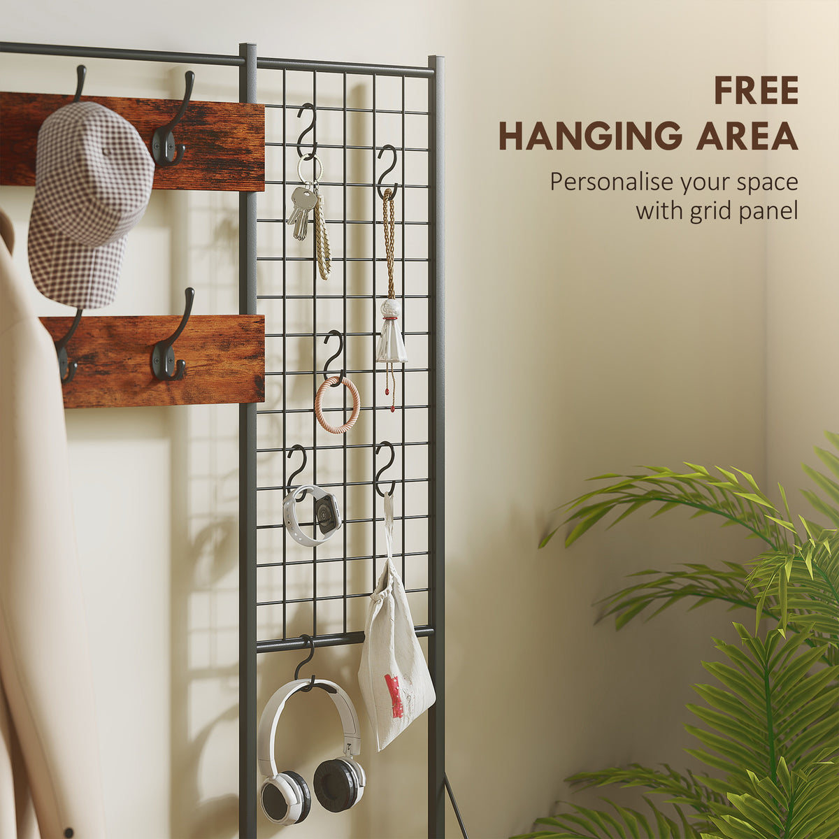 4-in-1 Hall Tree with 7-Drawer Dresser and Hooks