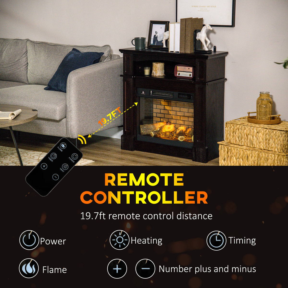 Electric Fireplace with Mantel Freestanding
