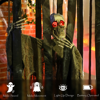 Hanging Animated Skeleton Cage Voice-Activated
