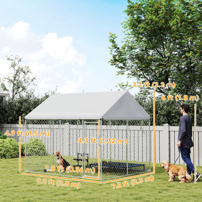 Canil exterior de acero galvanizado para perros con techo impermeable