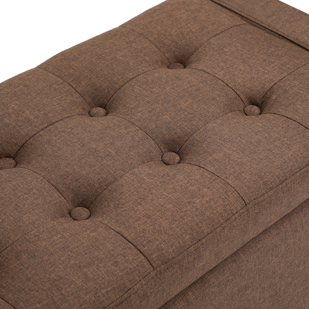 Tufted Linen Storage Ottoman Bench