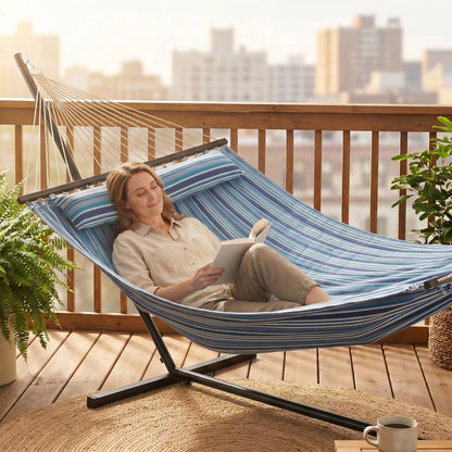 Hamaca con soporte de acero para patio y camping
