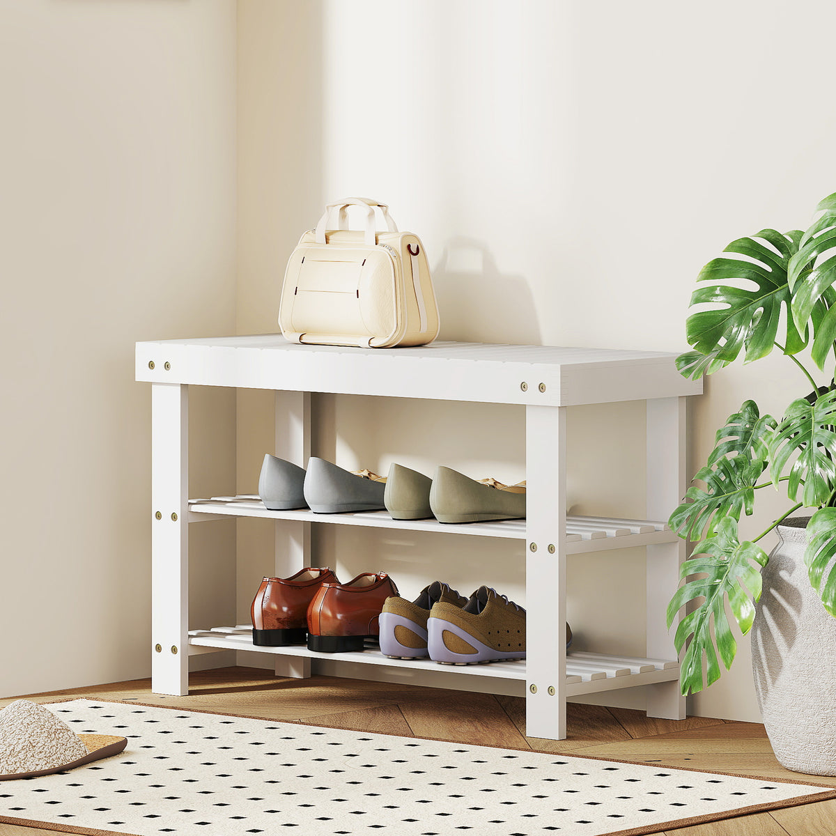 Bamboo shoe storage bench