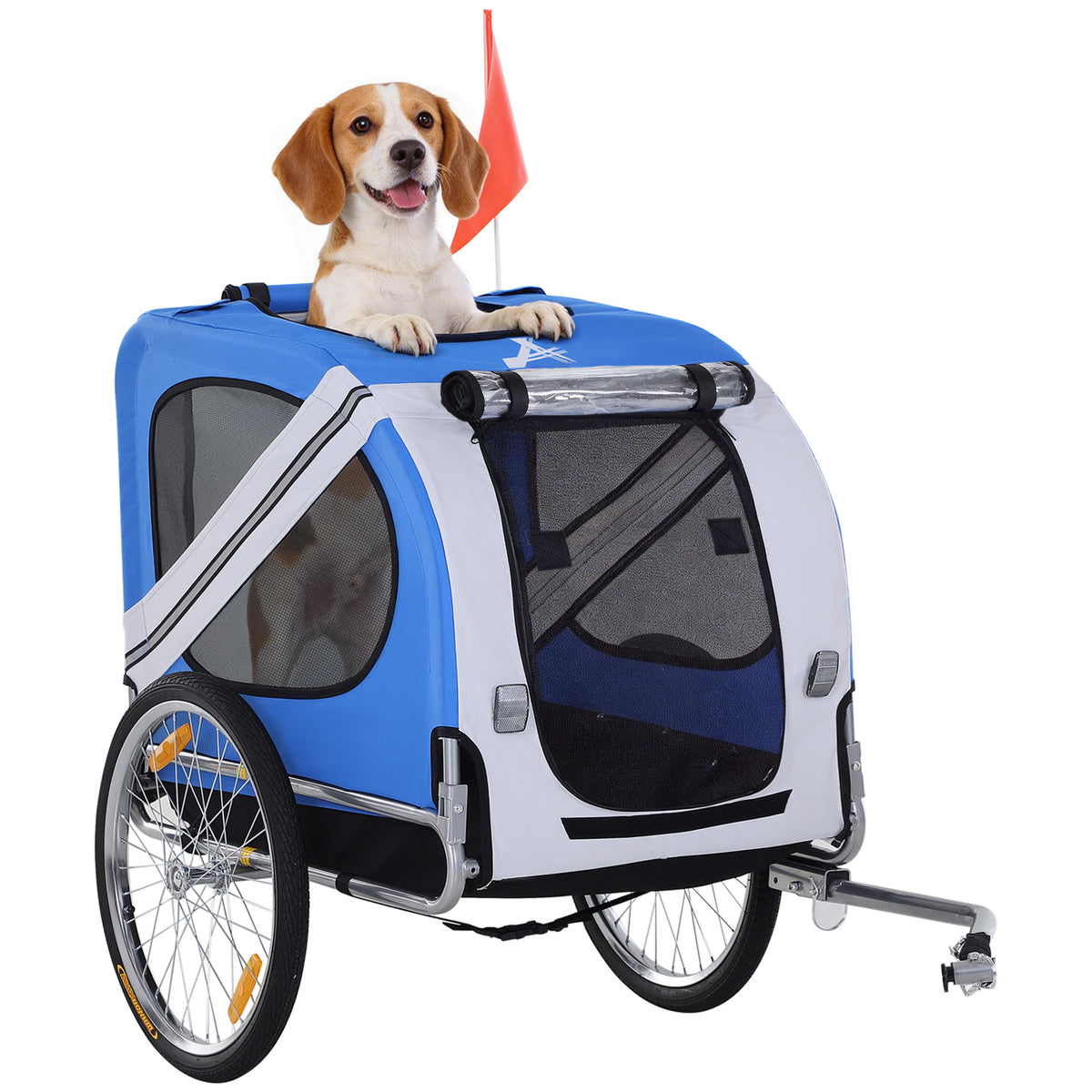 Dog bike trailer with 3 entrances