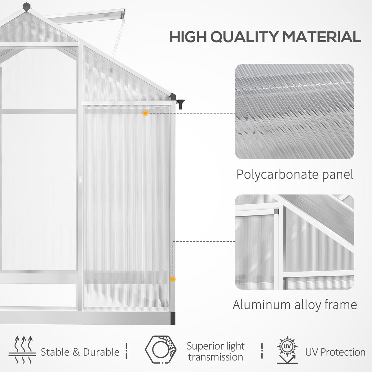 Greenhouse 183x189x195cm Polycarbonate Aluminum with Ventilation