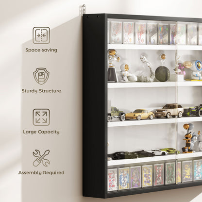 5-Shelf Wall Display Cabinet with 2 Glass Doors