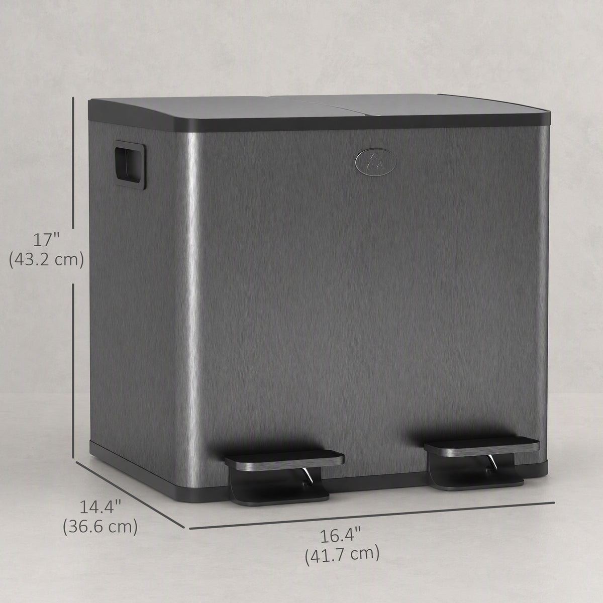 Papelera doble de pedal y cierre suave 30 L