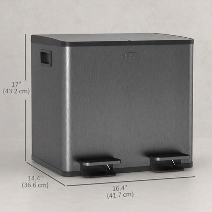 Papelera doble de pedal y cierre suave 30 L