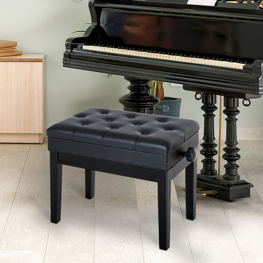 Adjustable Piano Bench with Storage and PU Leather