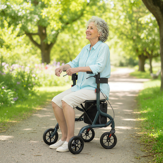 Foldable Rollator Walker with Seat for Seniors