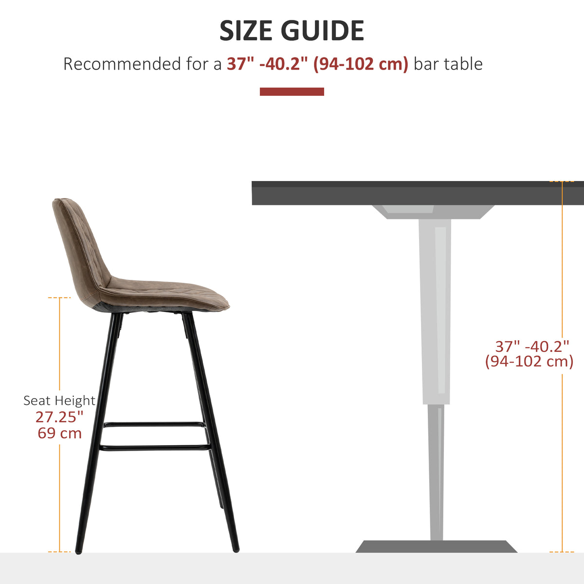 Set of 2 Modern PU Leather Bar Stools
