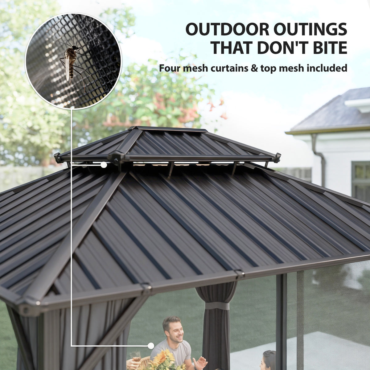 Cenador Hardtop 10' x 12' Techo de Acero Galvanizado Estructura de Aluminio