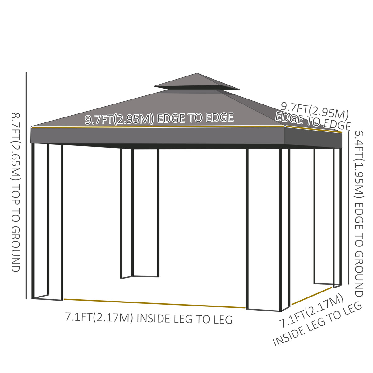 Patio Gazebo Double-Tier Roof 10 x 10 ft