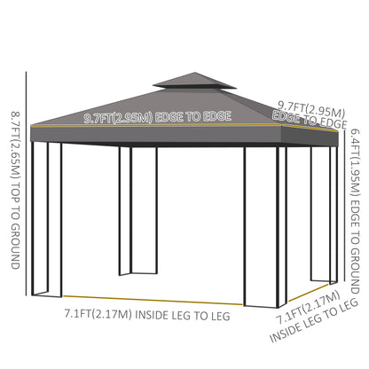 Patio Gazebo Double-Tier Roof 10 x 10 ft
