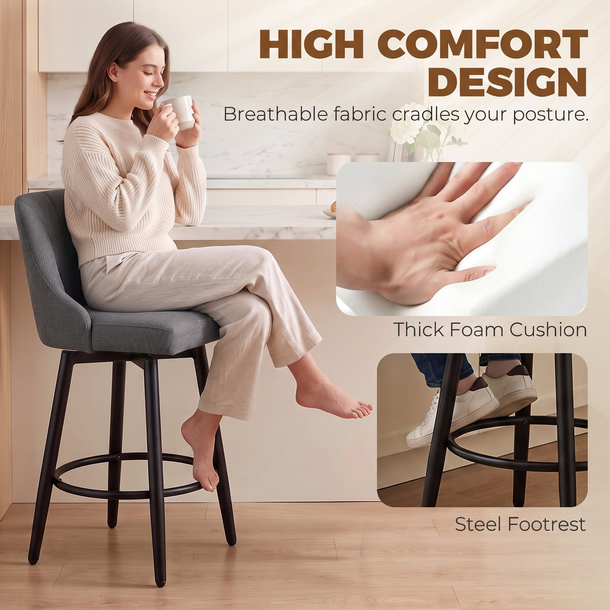 Modern swivel bar stools — Set of 2