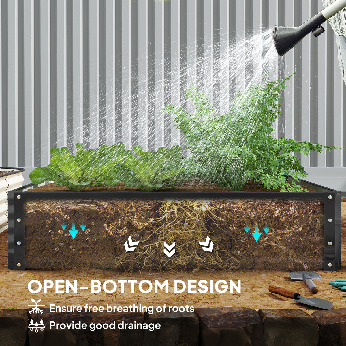 Raised Garden Bed 120 x 120 x 30 cm Galvanized Steel
