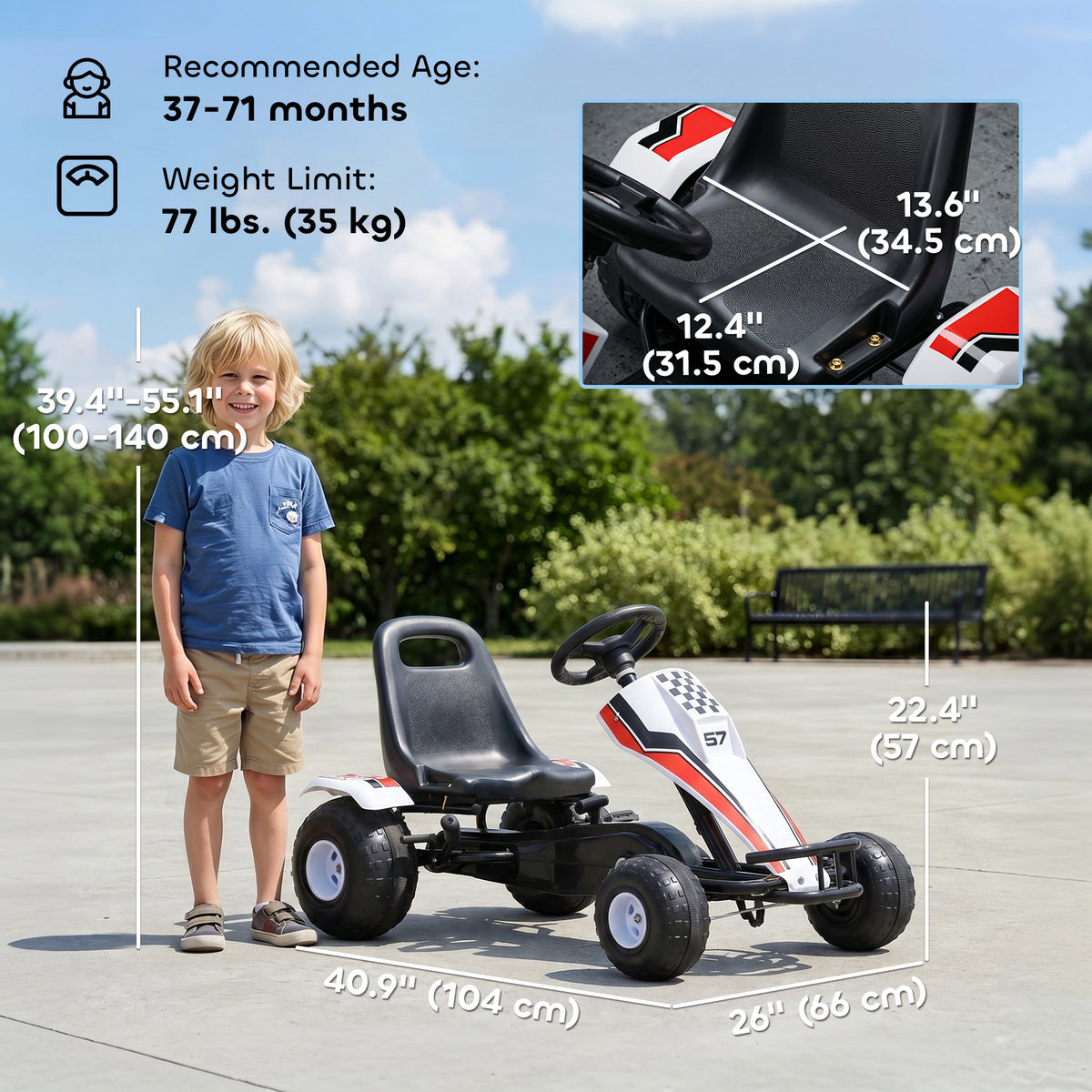 Kids pedal go kart racing style