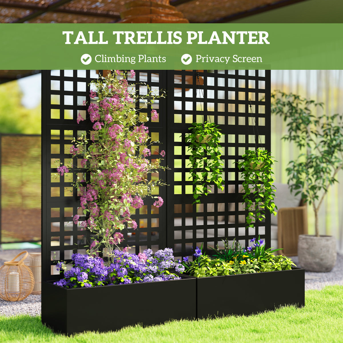 Galvanized Raised Garden Bed with Trellis